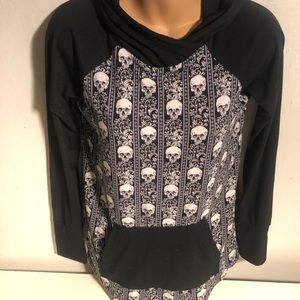 LuLaRoe Goth Punk Skull Victorian Amber Hoodie